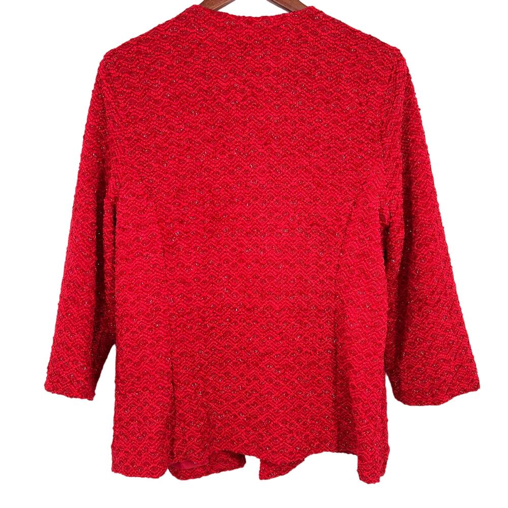NEW NWT Alfred Dunner BEAUTIFUL Sz 16 Red Sparkly Jacket Blouse Shirt Top - Picture 9 of 9